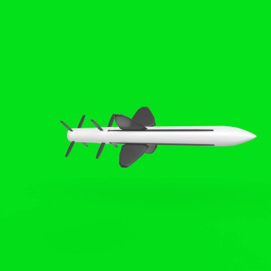 3d rendering of a white airplane flying in a green background