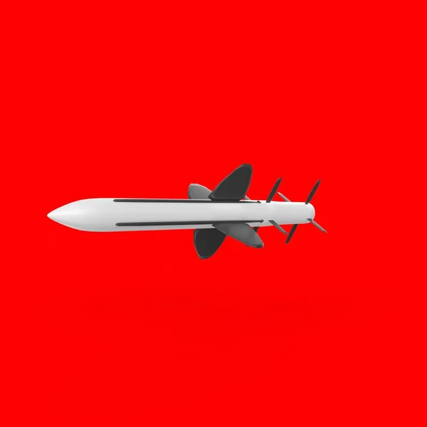red airplane flying in the sky. 3d illustration