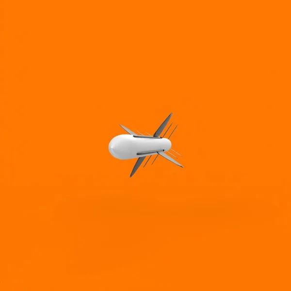 airplane flying on a yellow background. 3d illustration