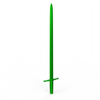green metal sword isolated on white background. 3d illustration