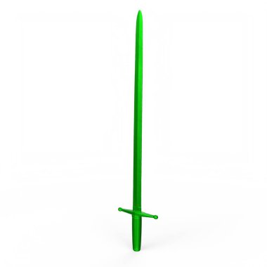 3d rendering of a green sword isolated on white background