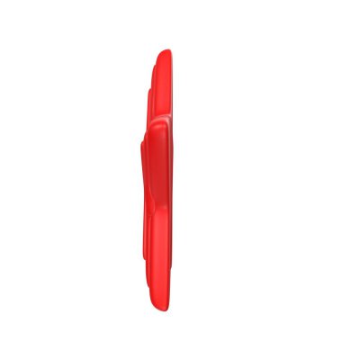 red plastic toy knife isolated on white background