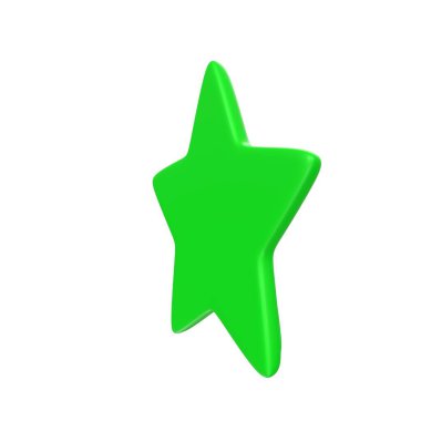 star icon. isometric of green button with shadow isolated on white background.