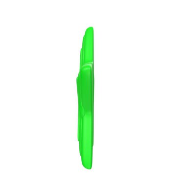 green plastic disposable knife on white background