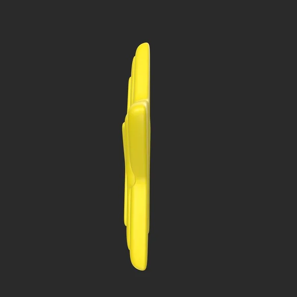 yellow plastic knife on a black background. 3d illustration