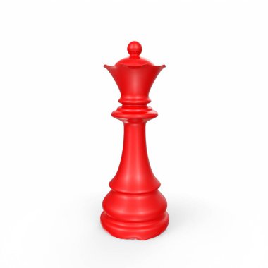 chess board with a king of the queen. 3d illustration