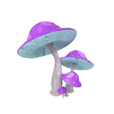 purple mushroom in a hat, illustration, vector on white background.