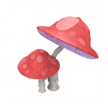 watercolor illustration of a mushroom in a red cap on a white background