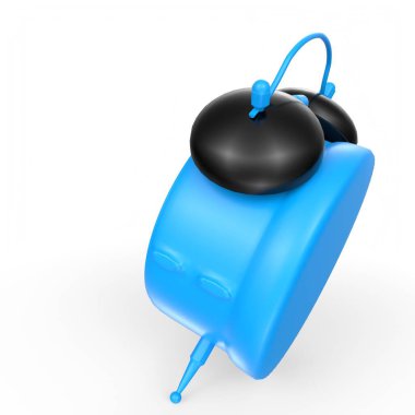 3d rendering of a blue robot hat with a vacuum cleaner isolated on white background