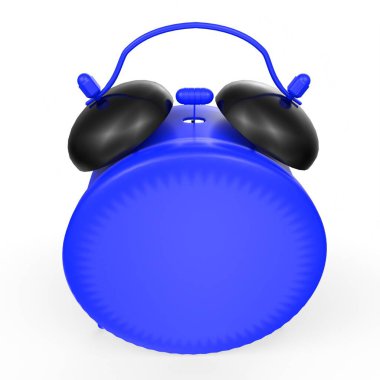 Beyaz arkaplanda mavi alarm saati izole edildi