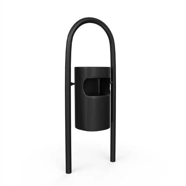 black plastic bag with a handle on a white background