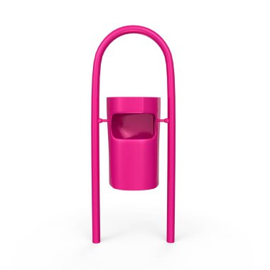 purple plastic bucket with pink handle isolated on white background. 3d illustration