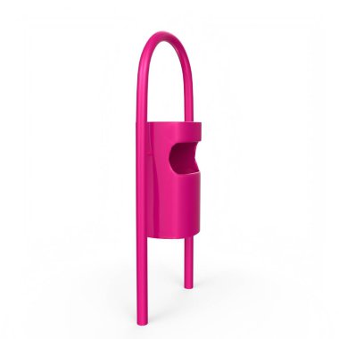 purple plastic shopping bag isolated on white background. 3d rendering