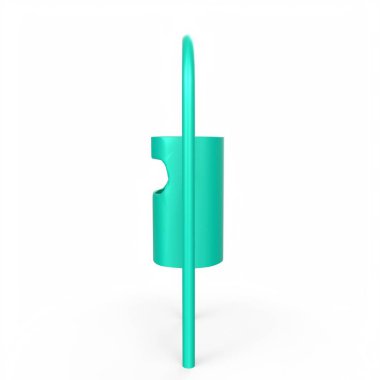 green plastic stick on white background. 3d illustration