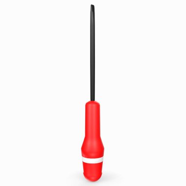 red screwdriver with black handle isolated on white background
