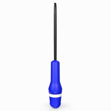 blue screwdriver with a handle on a white background