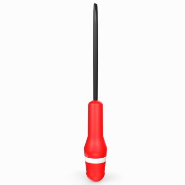 red screwdriver with a black handle isolated on white background