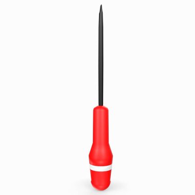 red screwdriver with black handle isolated on white background