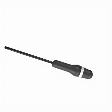 Arka planda izole edilmiş bir elektrikli süpürgenin siyah beyaz fotoğrafı