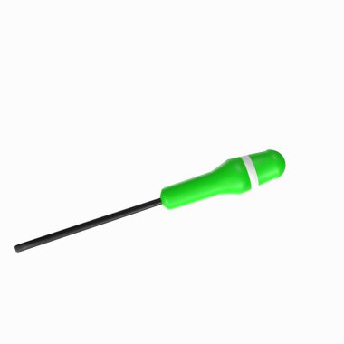 green fishing rod isolated on white background