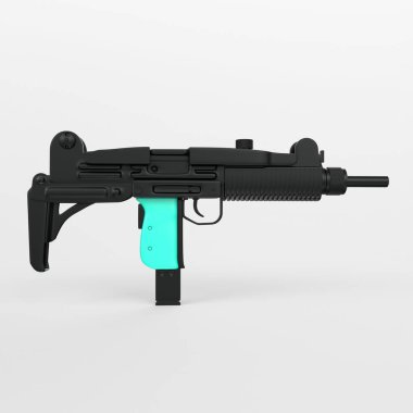 3d render of a black and white image of a gun