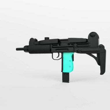 3d render of a rifle with a gun on a white background
