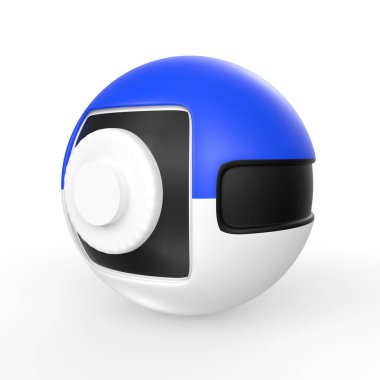 3d render of a blue helmet with a white background