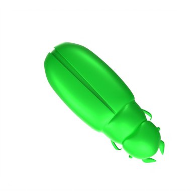 green plastic bottle with a brush isolated on white background