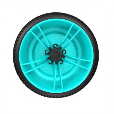 Araç tekerleği beyaz arkaplanda izole edildi