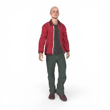 3d render of a man with a beard and a jacket