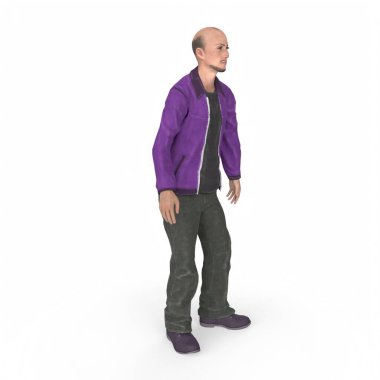 full length portrait of a handsome young man in a suit and a jacket on a white background