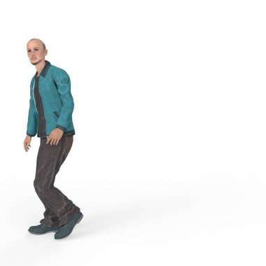 Sırt çantalı bir adamın 3D görüntüsü