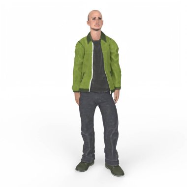 portrait of a handsome man in a green shirt, studio shot