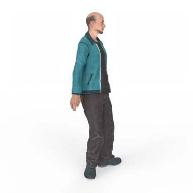 full length portrait of a handsome young man in a suit and a jacket on a white background