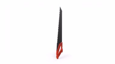 a closeup shot of a red and black metal handle isolated on a white background