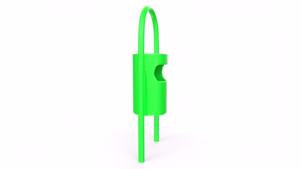 緑色のプラスチック使い捨てテープと白い背景に切り取られたクリップアート — ストック動画