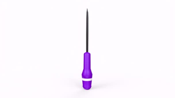 Purple Screwdriver Isolated White Background — Vídeos de Stock