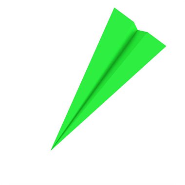 origami airplane flying on white background