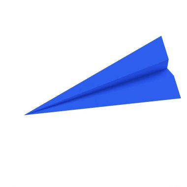 blue origami airplane isolated on white background