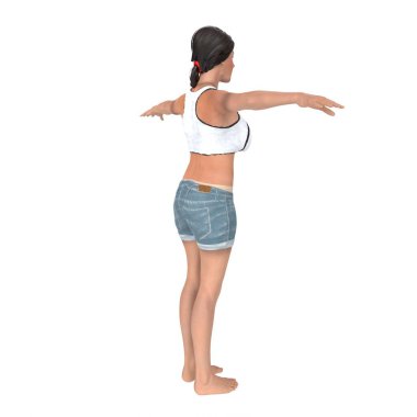 3d render of a beautiful woman with a digital tablet