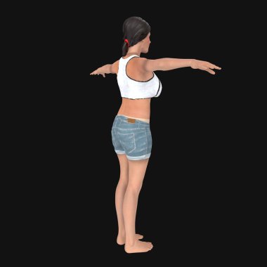 3d render of a female girl with a digital camera