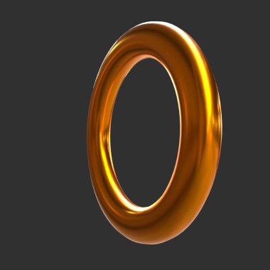 3d golden number 0 on black background