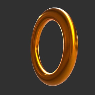 3d golden number 0 on black background