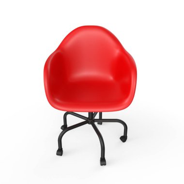 Beyaz arkaplanda kırmızı sandalye izole edildi