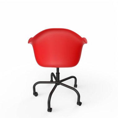 Beyaz arkaplanda kırmızı sandalye izole edildi