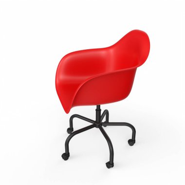 Beyaz arkaplanda kırmızı sandalye izole edildi