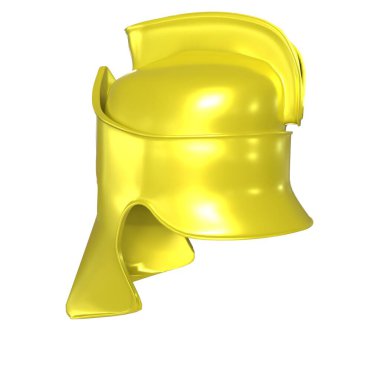 3d rendering of a yellow and gold helmet isolated on white background