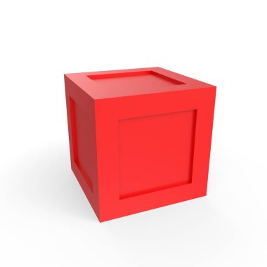 3d rendering of a red box with a blank screen isolated on white background