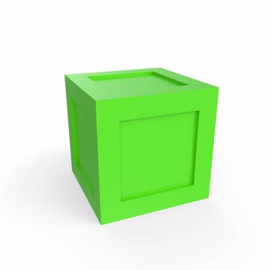 3d rendering of a green box isolated on white background
