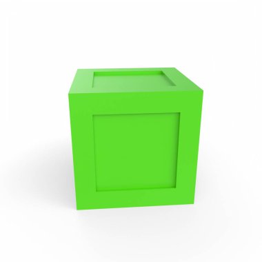 3d rendering of a green and white box on a light background